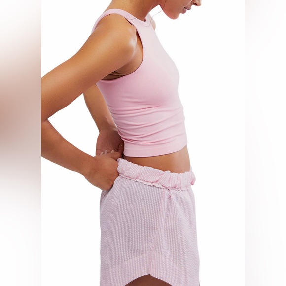 Free People Clean Lines Cami Tank Top Candy Pink M/L Sleeveless Stretchy Soft - Picture 3 of 5